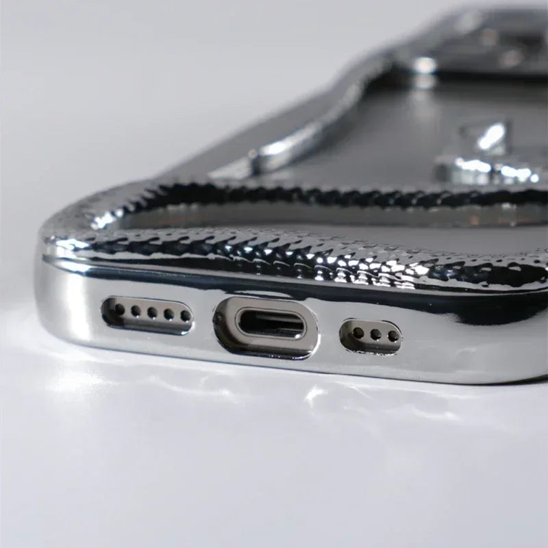 Sexy 3D Snake Hollow Heat Dissipate Case For iPhone 16 15 14 13 12 11 16 Pro Max Shockproof Electroplated TPU Armor Luxury Cover