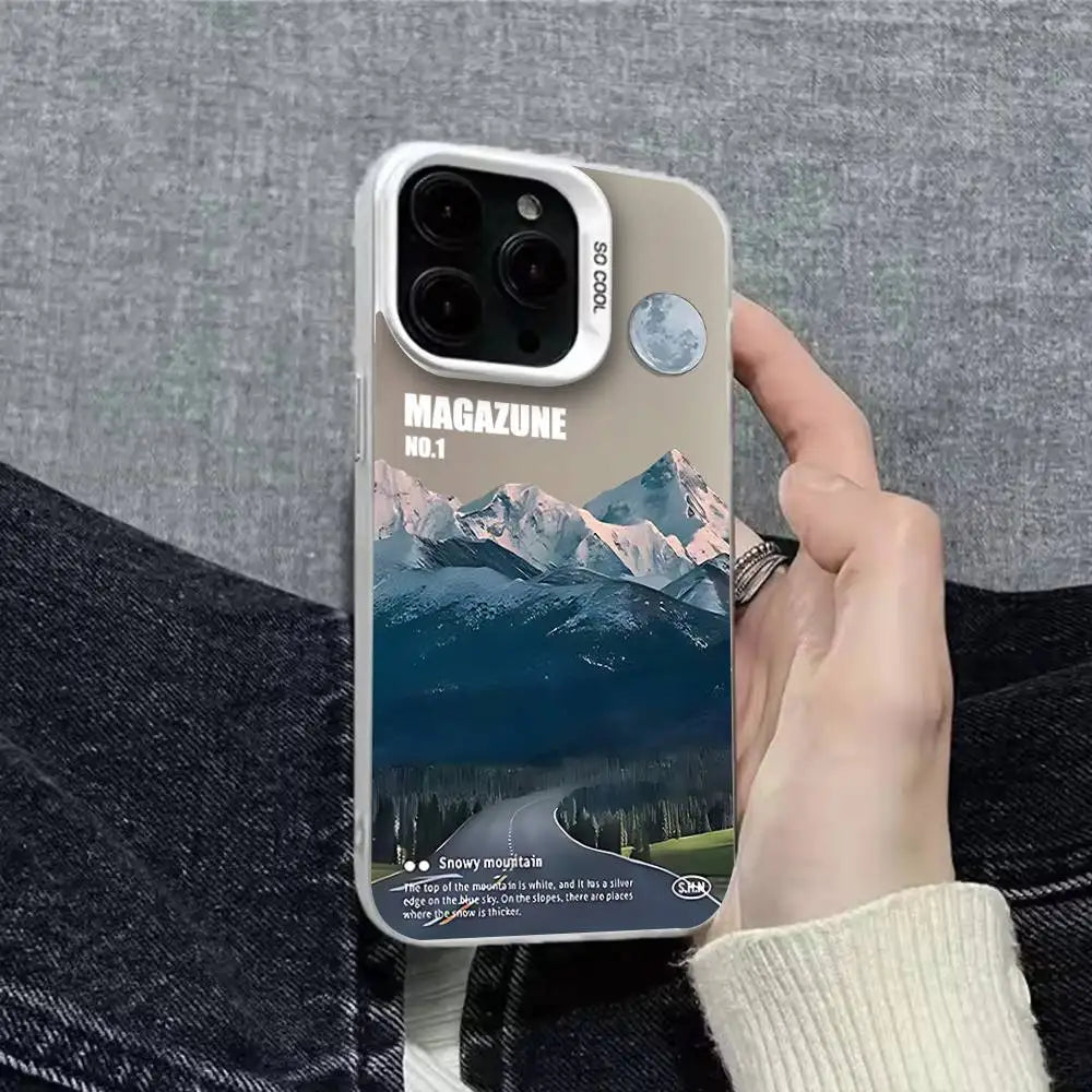Snow Mountain Road Landscape Phone Case For iPhone 16,15,14,13,12,11,Pro,XS,Max,Plus,Mini,SE Colorful Matte Shockproof Cover