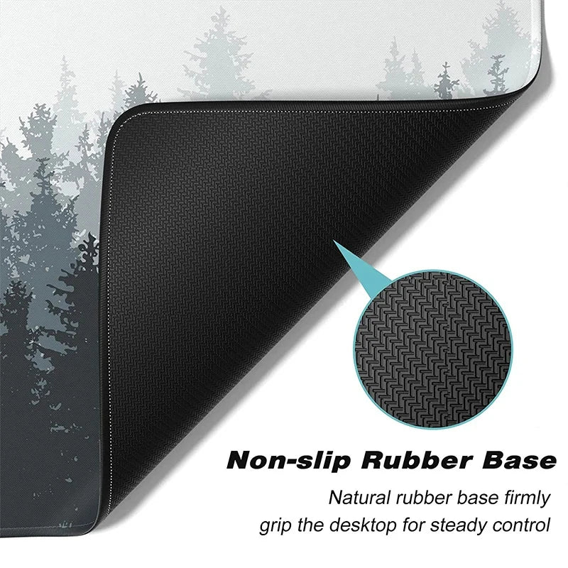 Forest Trees Xxl Mouse Pad Gamer Black Mousepad Computer Tables Desk