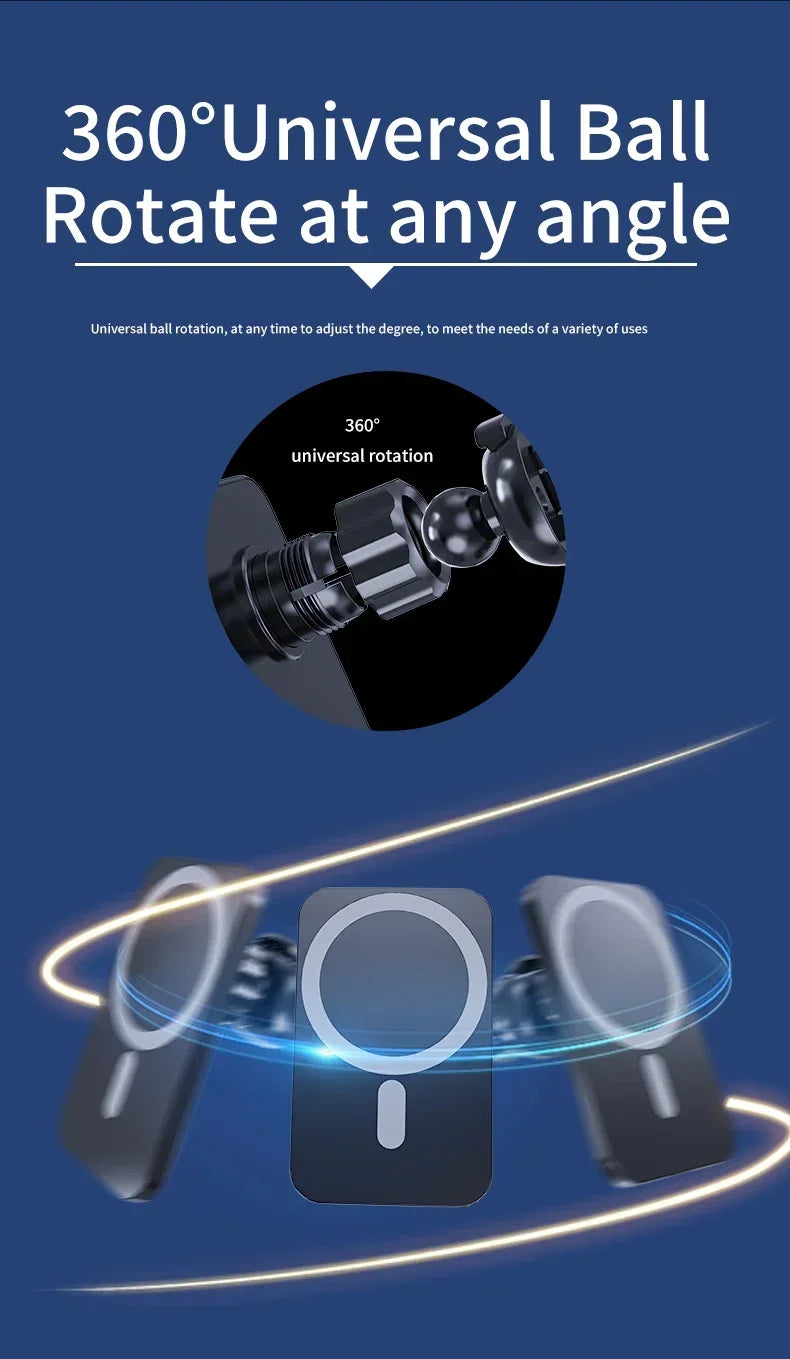 High-Speed Magnetic Car Charger, Phone Car Holder,100W Wireless Fast Charging with Adjustable Phone Bracket,Vent Installation