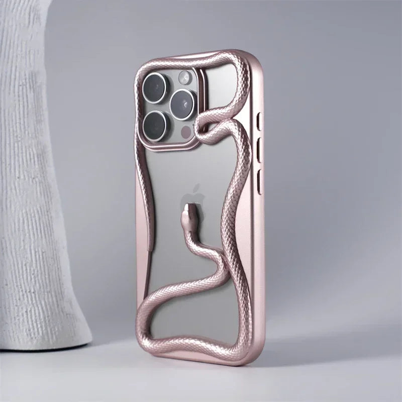 Sexy 3D Snake Hollow Heat Dissipate Case For iPhone 16 15 14 13 12 11 16 Pro Max Shockproof Electroplated TPU Armor Luxury Cover