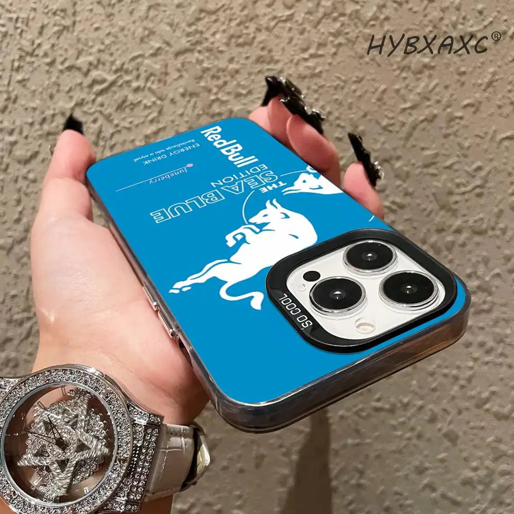 Phone Case Fashion IMD Colorful Silver Suitable case for iPhone16 15 14 13 12 11Pro Max Fashion B-BullS Logo R-RedES