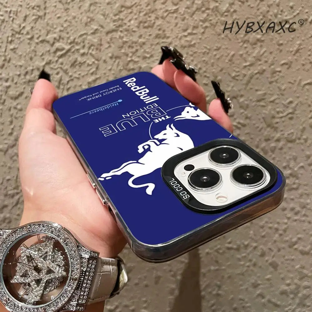 Phone Case Fashion IMD Colorful Silver Suitable case for iPhone16 15 14 13 12 11Pro Max Fashion B-BullS Logo R-RedES