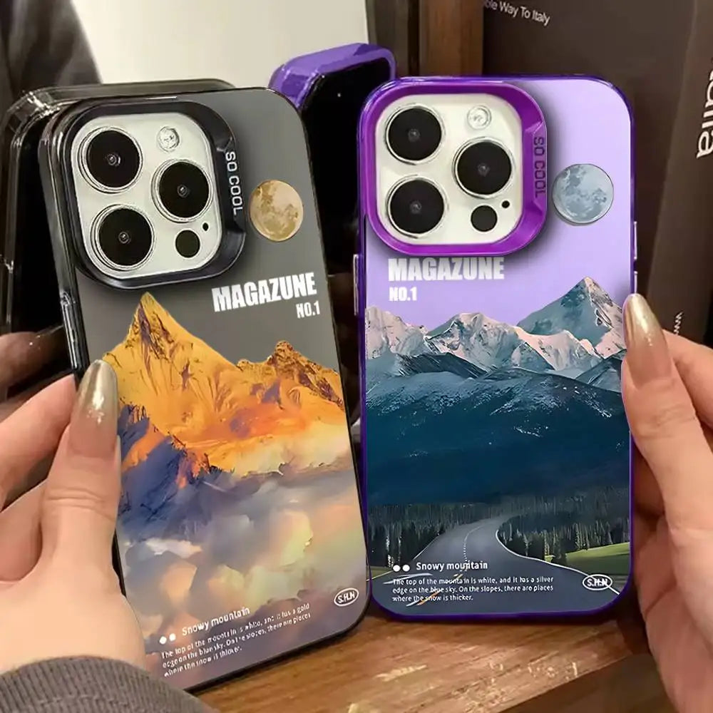 Snow Mountain Road Landscape Phone Case For iPhone 16,15,14,13,12,11,Pro,XS,Max,Plus,Mini,SE Colorful Matte Shockproof Cover
