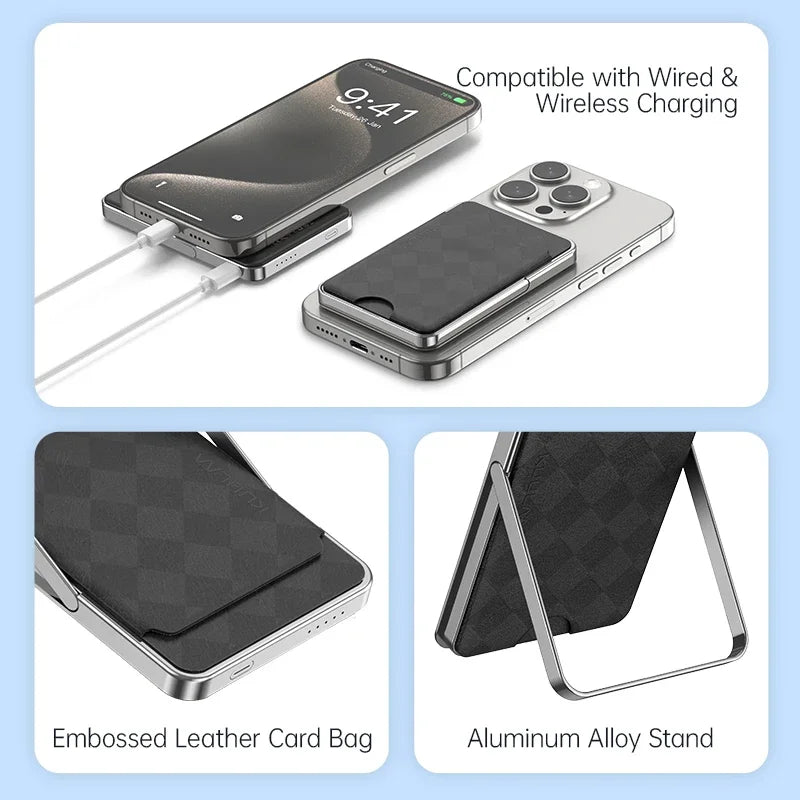 Magsafe Power Bank 5000mAh Magnetic Battery with Stand Card Bag External Battery Fast Charging For iPhone 16 15 PowerBank