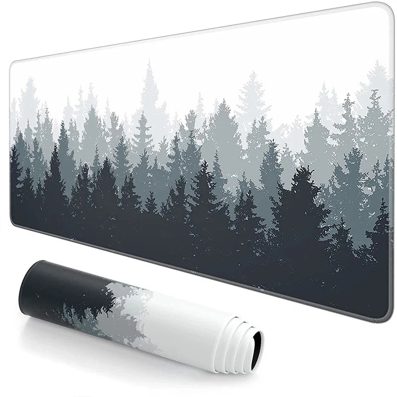 Forest Trees Xxl Mouse Pad Gamer Black Mousepad Computer Tables Desk