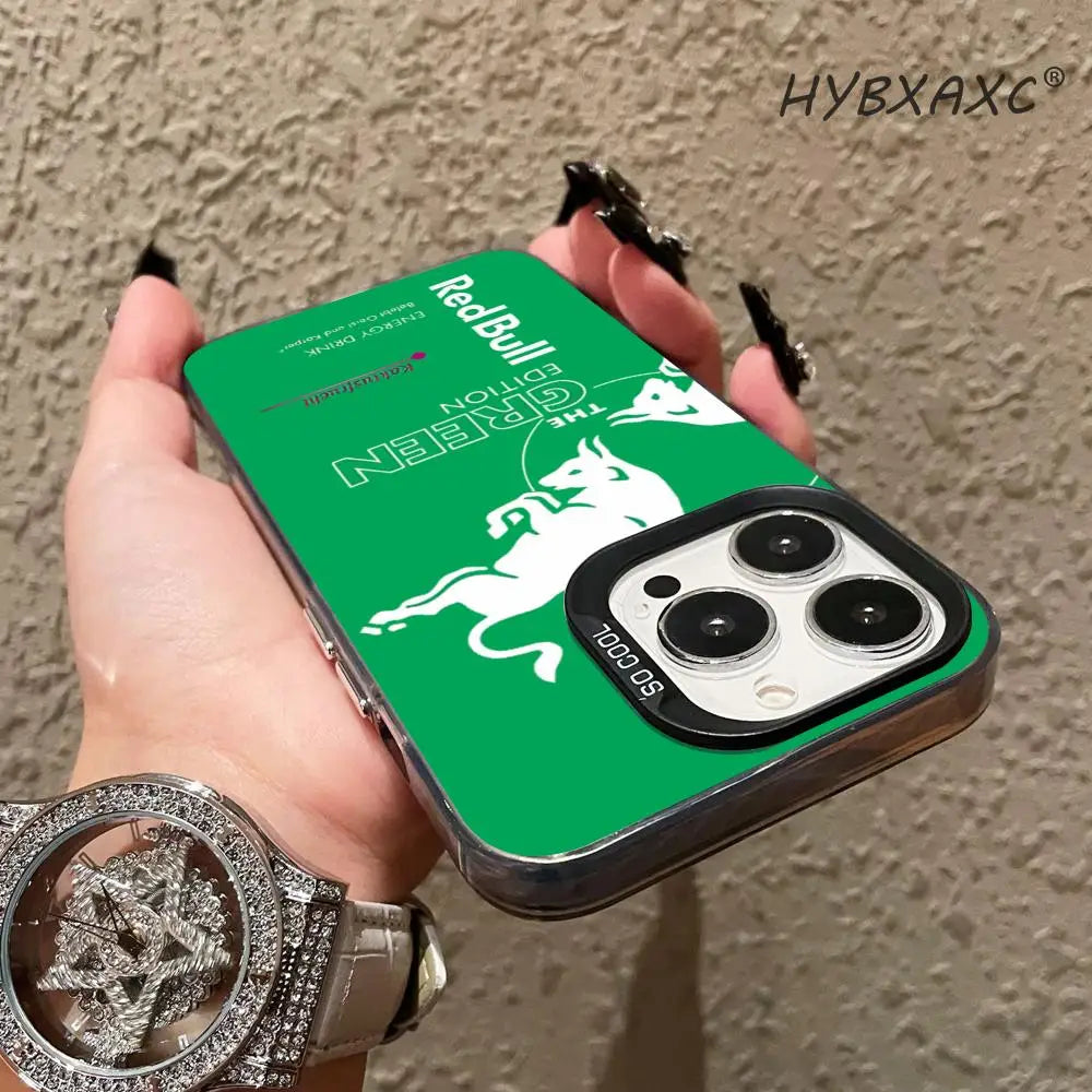 Phone Case Fashion IMD Colorful Silver Suitable case for iPhone16 15 14 13 12 11Pro Max Fashion B-BullS Logo R-RedES