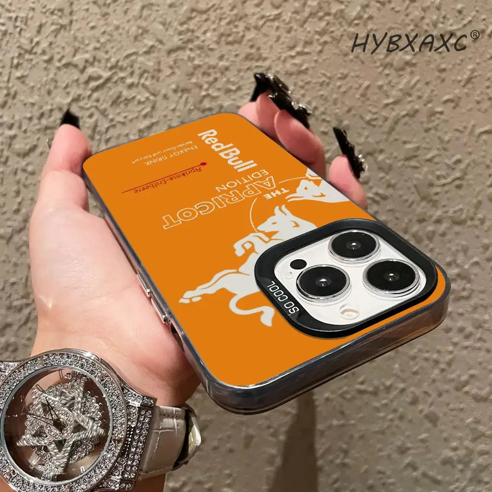 Phone Case Fashion IMD Colorful Silver Suitable case for iPhone16 15 14 13 12 11Pro Max Fashion B-BullS Logo R-RedES