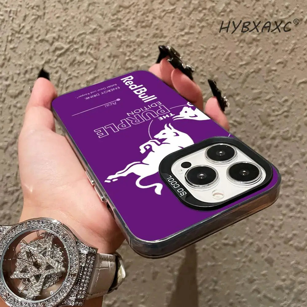 Phone Case Fashion IMD Colorful Silver Suitable case for iPhone16 15 14 13 12 11Pro Max Fashion B-BullS Logo R-RedES
