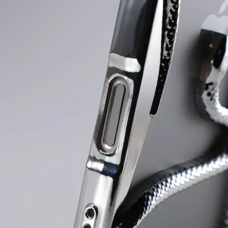 Sexy 3D Snake Hollow Heat Dissipate Case For iPhone 16 15 14 13 12 11 16 Pro Max Shockproof Electroplated TPU Armor Luxury Cover