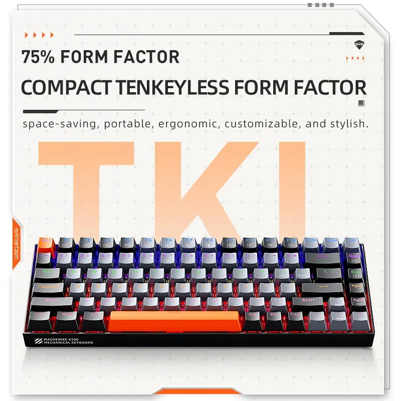 Machenike K500A-B84 Mechanical Keyboard 75% TKL Hot-Swappable Wired