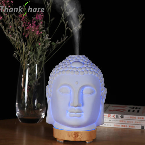 100Ml Essential Oil Diffuser Buddha Head Humidifier with Night Lamp Aromatherapy Mist Foger Maker Essential Oil Diffuse for Home