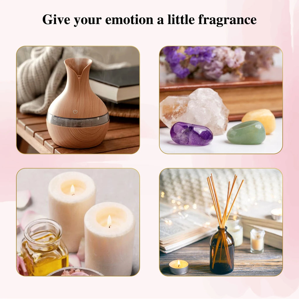 6 Bottles Floral Series Essential Oils Set for Diffuser Candle Making-Rose Lavender Ylang Ylang Jasmine Geranium Chamomile