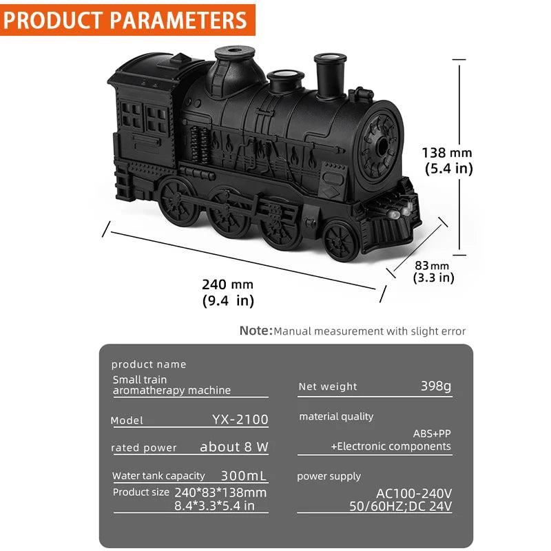 Household Small Train Humidifier 300ML Air Purifier Aromatic Diffuser Aromatherapy Machine USB Indoor Office Ultrasonic Sprayer