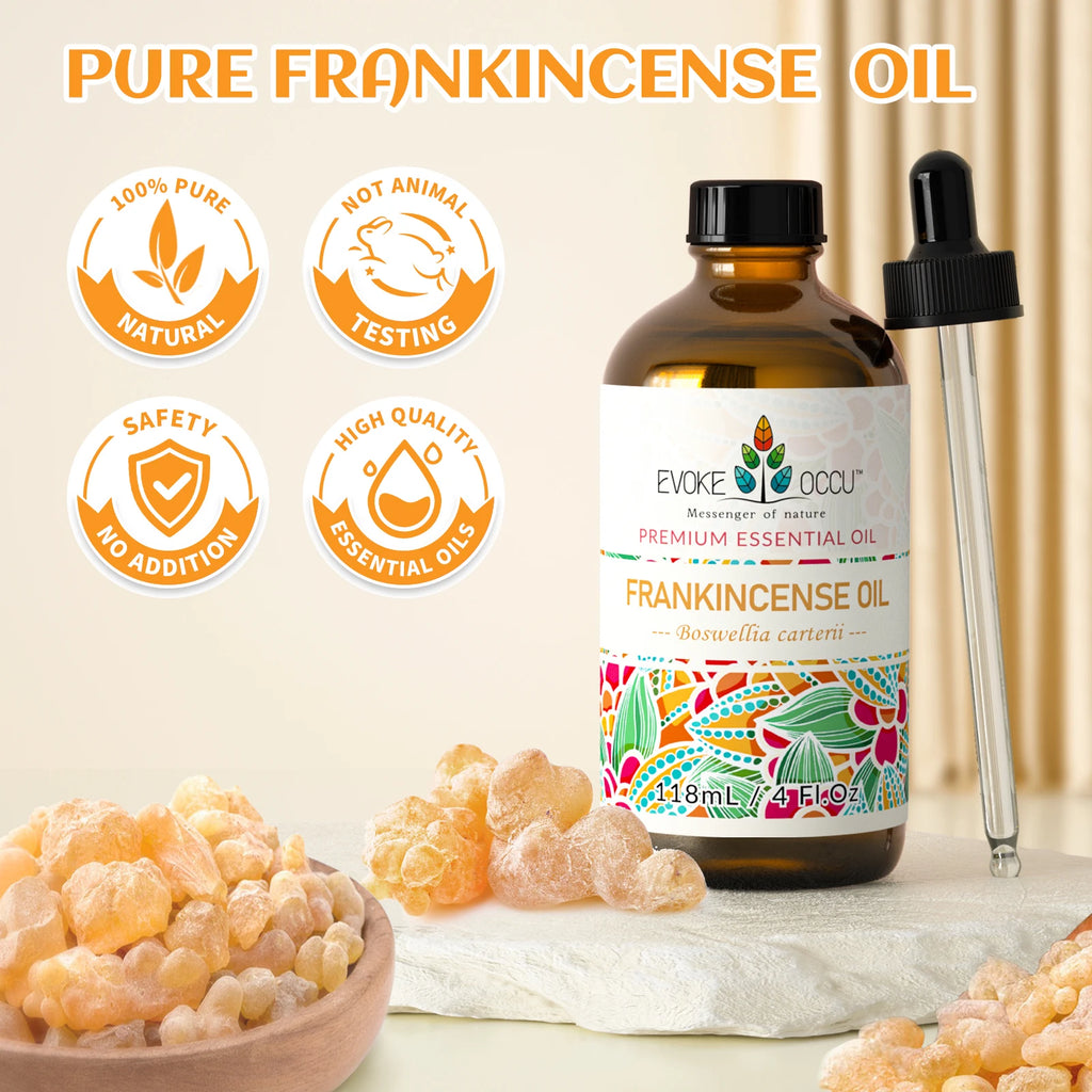 118ML/4 Fl.Oz. Essential Oils, Premium Frankincense Plant Oil for Diffuser, Massage, Skin, Hair, Candle Soap Making,