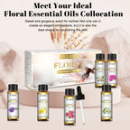 6 Bottles Floral Series Essential Oils Set for Diffuser Candle Making-Rose Lavender Ylang Ylang Jasmine Geranium Chamomile