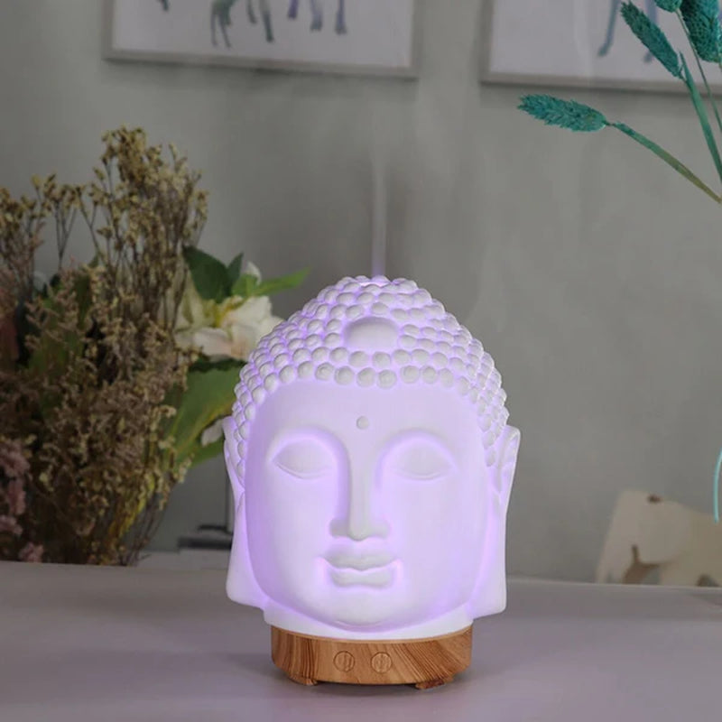 100Ml Essential Oil Diffuser Buddha Head Humidifier with Night Lamp Aromatherapy Mist Foger Maker Essential Oil Diffuse for Home