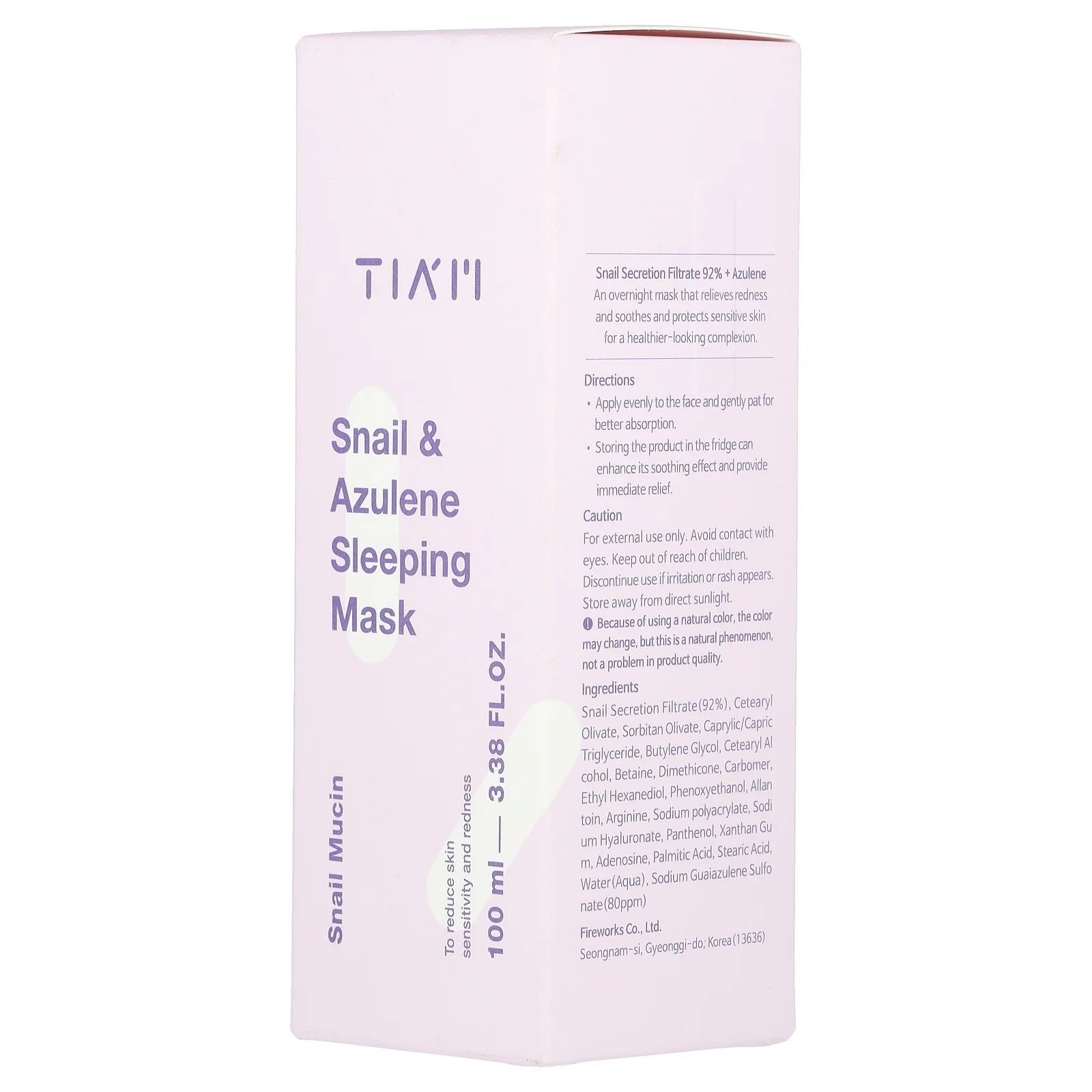 Snail & Azulene Sleeping Beauty Mask, 3.38 Fl Oz (100 Ml)