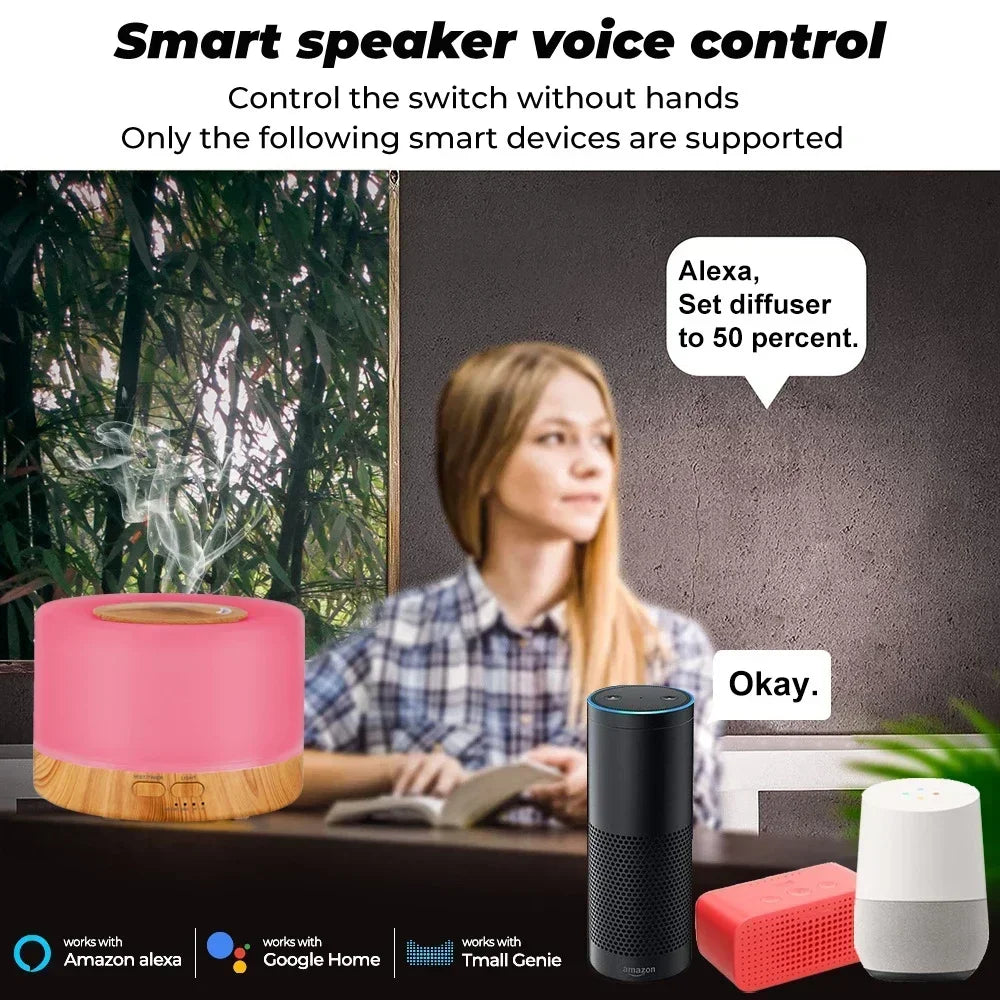 Wifi Smart 500ML Electric Aroma Diffuser Essential Oil Diffuser Air Humidifier Ultrasonic Remote Control Mist Maker Home